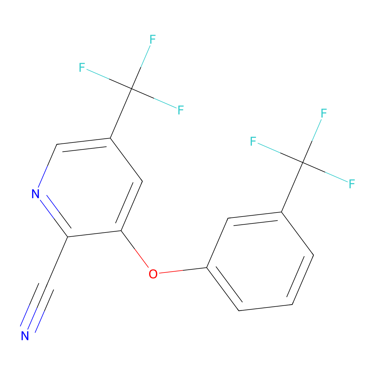5-(Trifluoromethyl)-3-[3-(trifluoromethyl)phenoxy]pyridine-2-carbonitrile molecular structure, CAS 338758-36-4