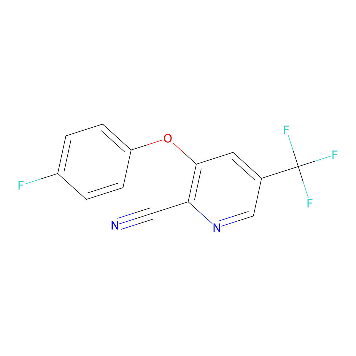 3-(4-Fluorophenoxy)-5-(trifluoromethyl)pyridine-2-carbonitrile molecular structure, CAS 338758-66-0