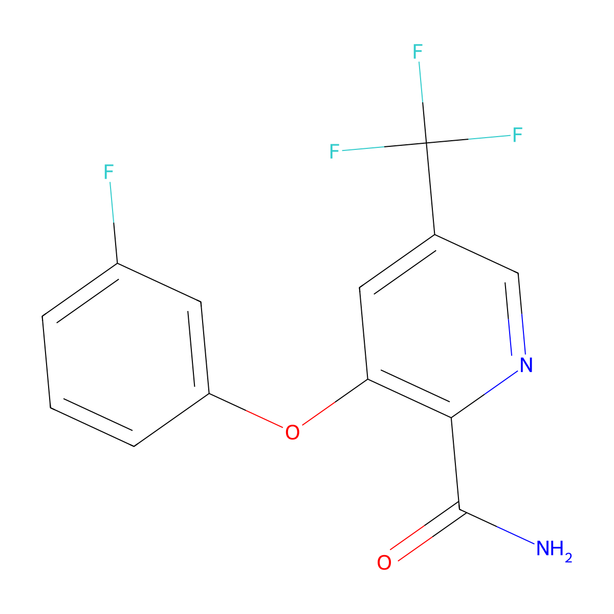 3-(3-Fluorophenoxy)-5-(trifluoromethyl)pyridine-2-carboxamide molecular structure, CAS 338758-78-4