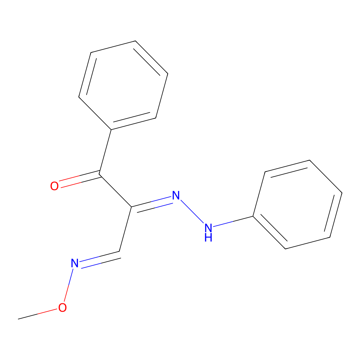 3-oxo-3-phenyl-2-(2-phenylhydrazono)propanal O-methyloxime molecular structure, CAS 338758-95-5