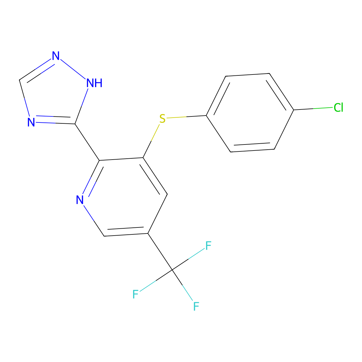 4-chlorophenyl 2-(1H-1,2,4-triazol-3-yl)-5-(trifluoromethyl)-3-pyridinyl sulfide molecular structure, CAS 338759-01-6