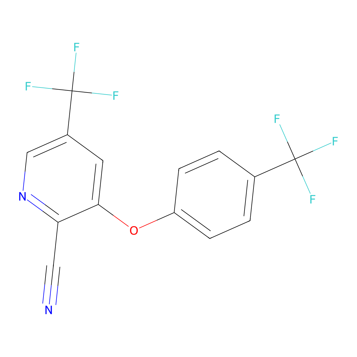 5-(Trifluoromethyl)-3-[4-(trifluoromethyl)phenoxy]pyridine-2-carbonitrile molecular structure, CAS 338759-13-0