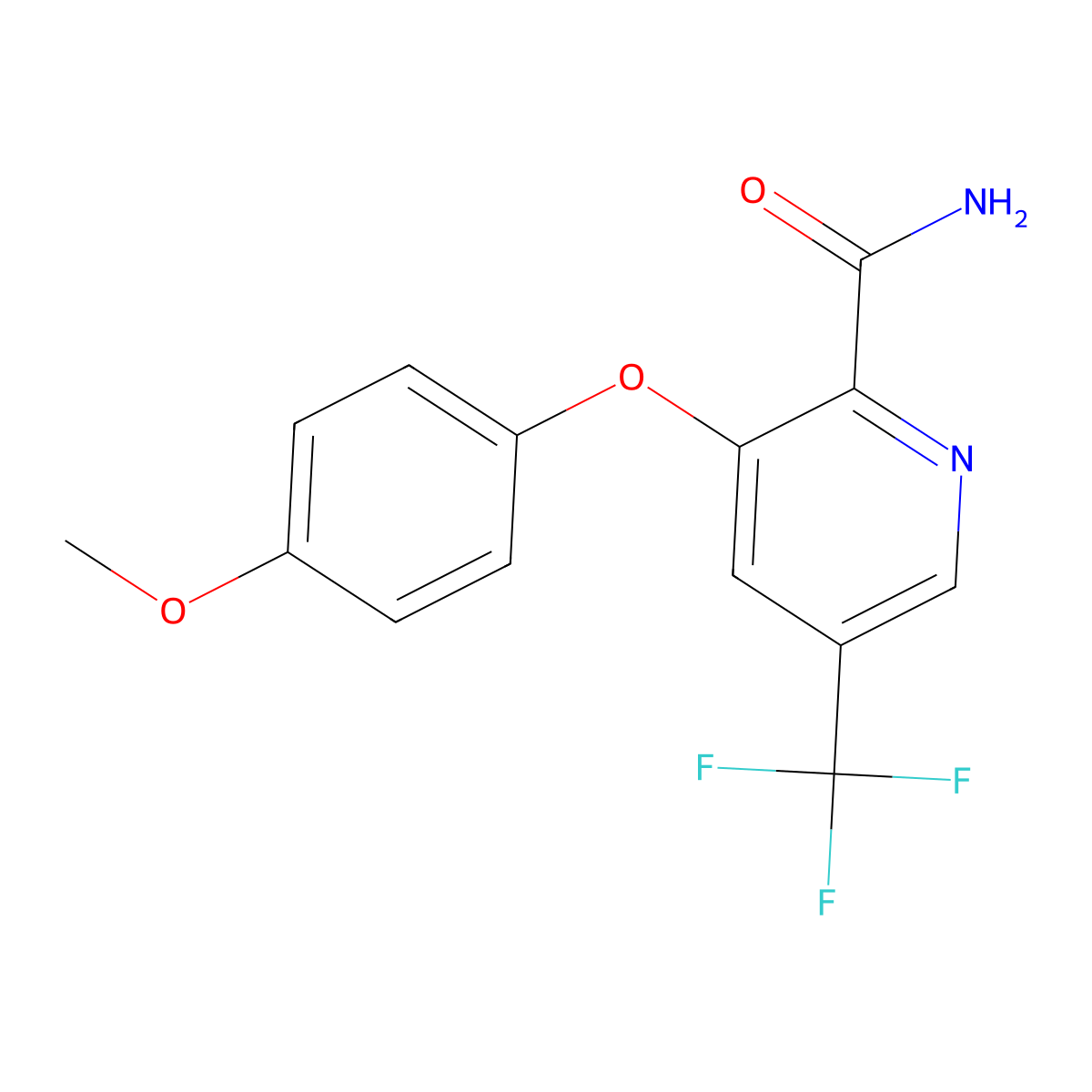 3-(4-Methoxyphenoxy)-5-(trifluoromethyl)pyridine-2-carboxamide molecular structure, CAS 338759-16-3