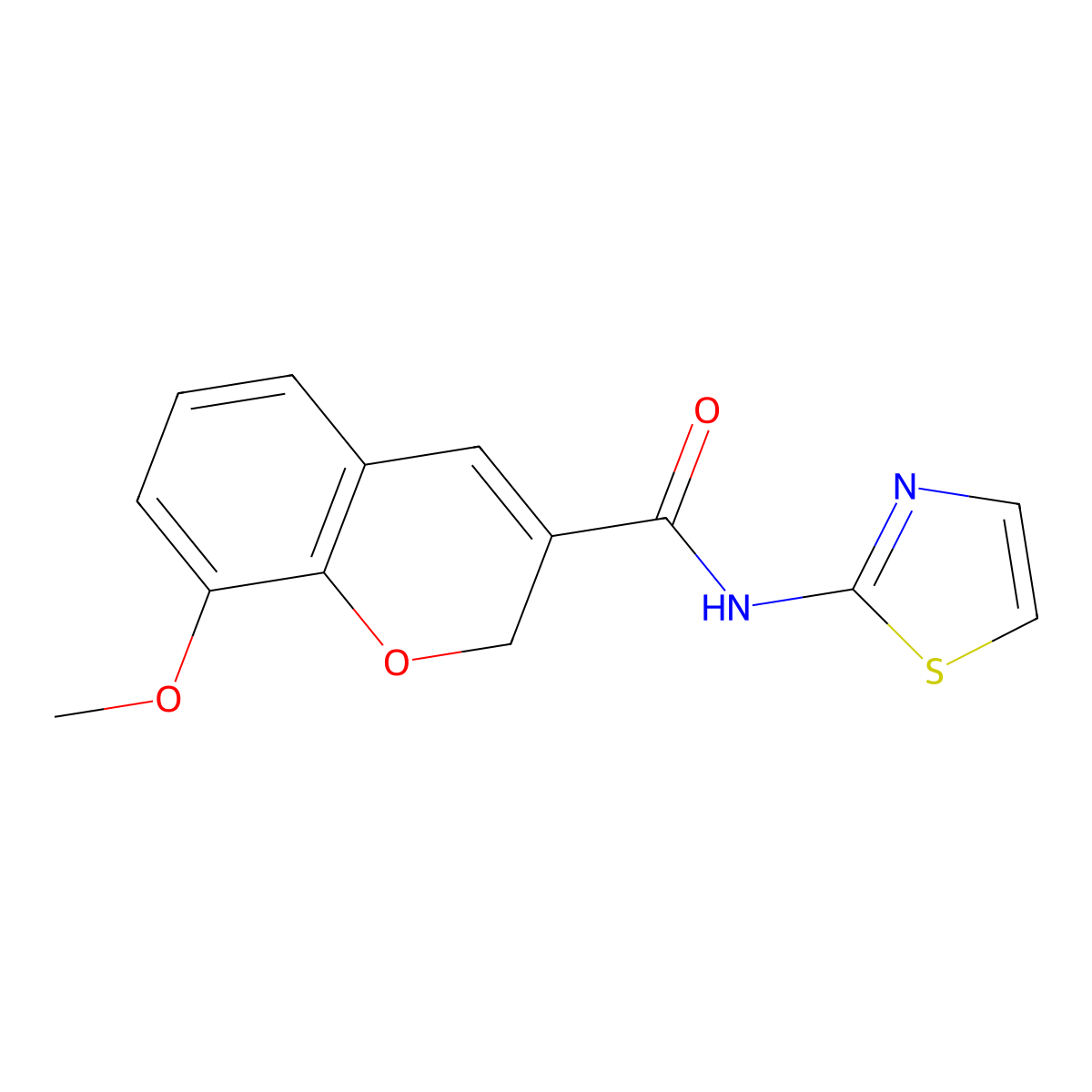 8-methoxy-N-(1,3-thiazol-2-yl)-2H-chromene-3-carboxamide molecular structure, CAS 338759-94-7