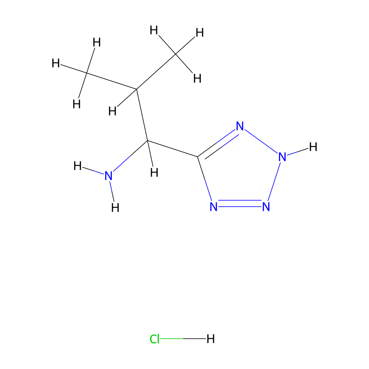2-Methyl-1-(2H-tetrazol-5-yl)propan-1-amine hydrochloride molecular structure, CAS 33876-30-1
