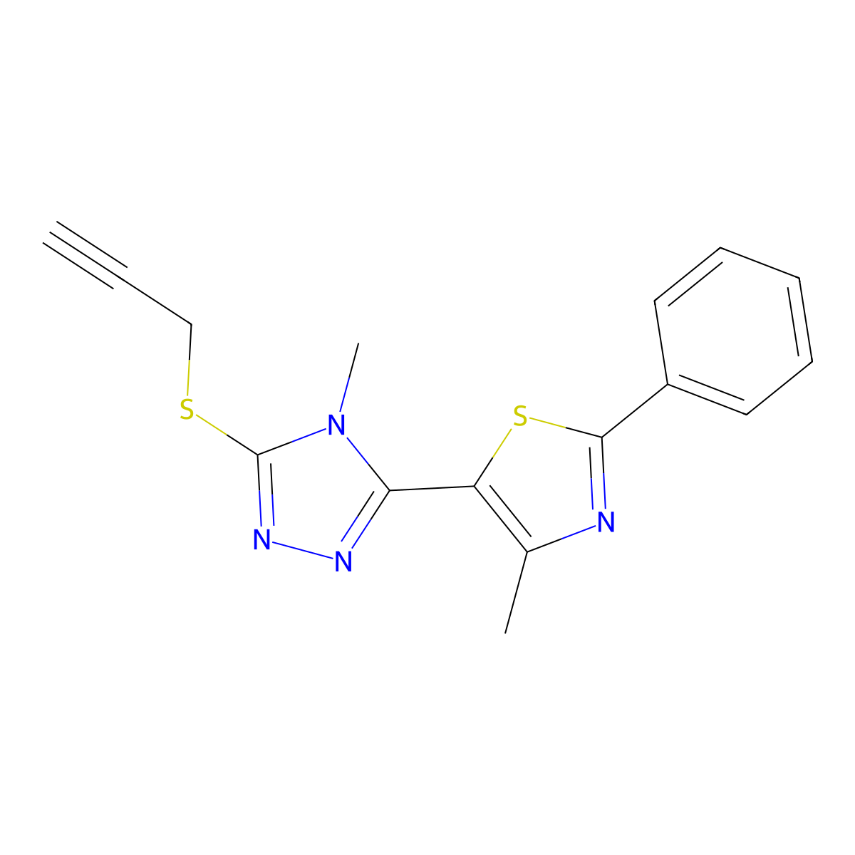 4-methyl-3-(4-methyl-2-phenyl-1,3-thiazol-5-yl)-5-(2-propynylsulfanyl)-4H-1,2,4-triazole molecular structure, CAS 338760-00-2