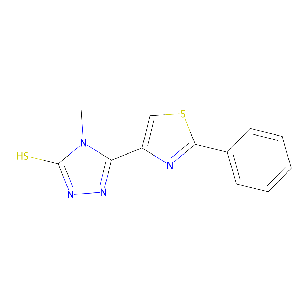 4-methyl-5-(2-phenyl-1,3-thiazol-4-yl)-4H-1,2,4-triazole-3-thiol molecular structure, CAS 338760-15-9