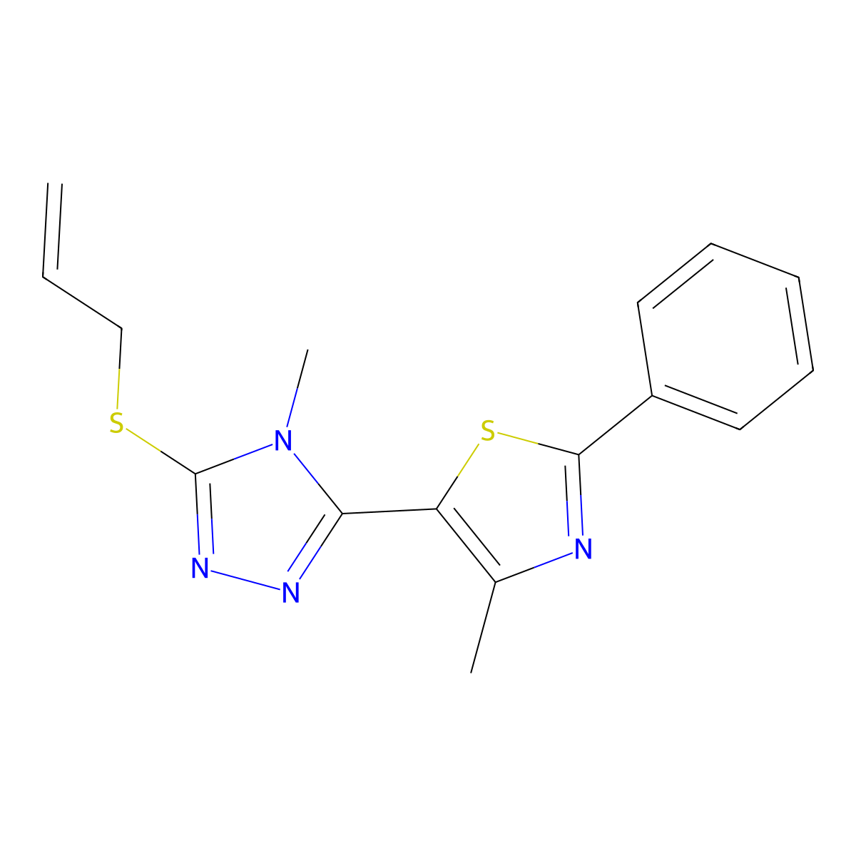 allyl 4-methyl-5-(4-methyl-2-phenyl-1,3-thiazol-5-yl)-4H-1,2,4-triazol-3-yl sulfide molecular structure, CAS 338760-18-2