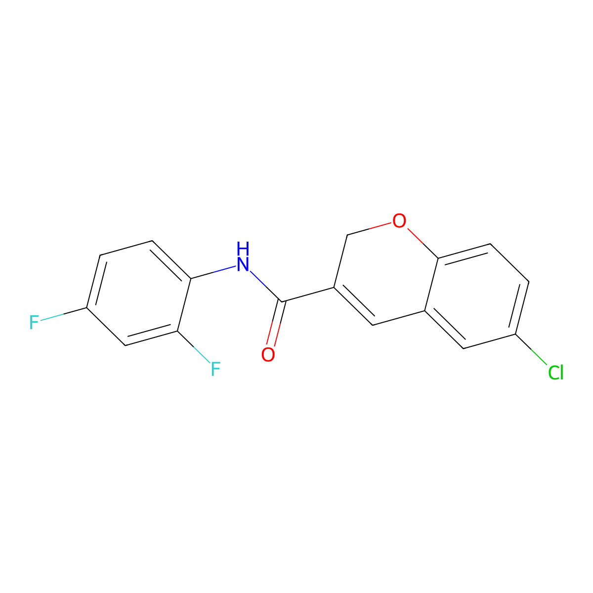6-chloro-N-(2,4-difluorophenyl)-2H-chromene-3-carboxamide molecular structure, CAS 338760-32-0