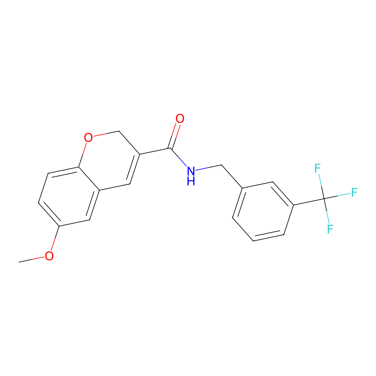 6-methoxy-N-{[3-(trifluoromethyl)phenyl]methyl}-2H-chromene-3-carboxamide molecular structure, CAS 338760-52-4