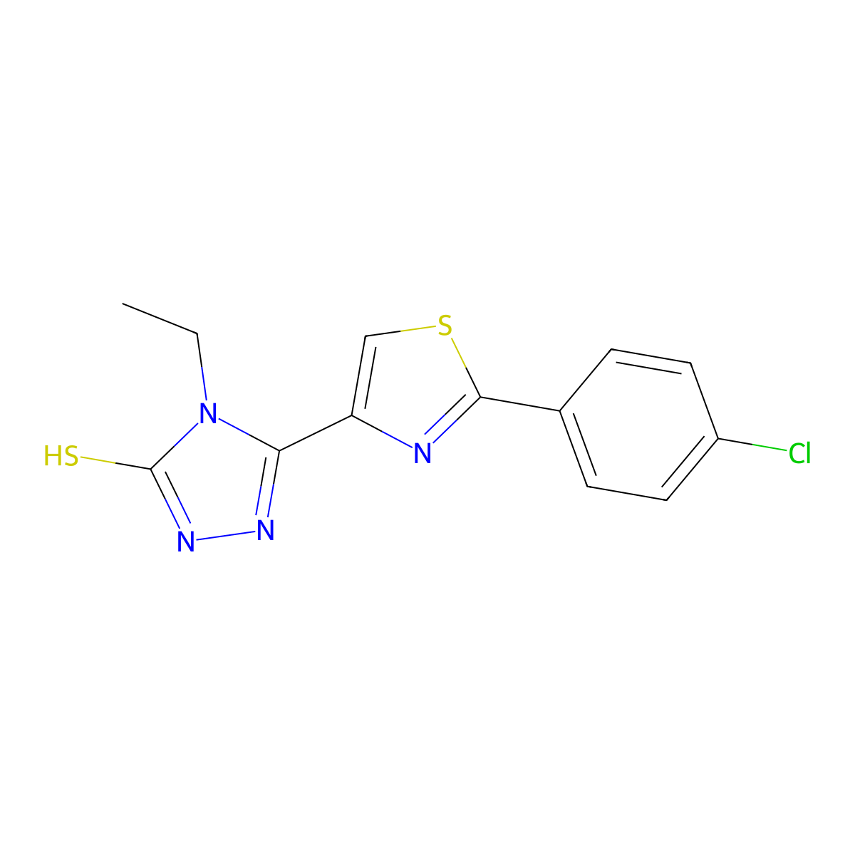 5-[2-(4-chlorophenyl)-1,3-thiazol-4-yl]-4-ethyl-4H-1,2,4-triazole-3-thiol molecular structure, CAS 338760-74-0