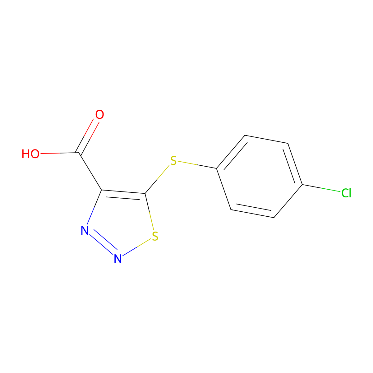 4-Carboxy-5-((4-chlorophenyl)sulfanyl)-1,2,3-thiadiazole molecular structure, CAS 338760-78-4