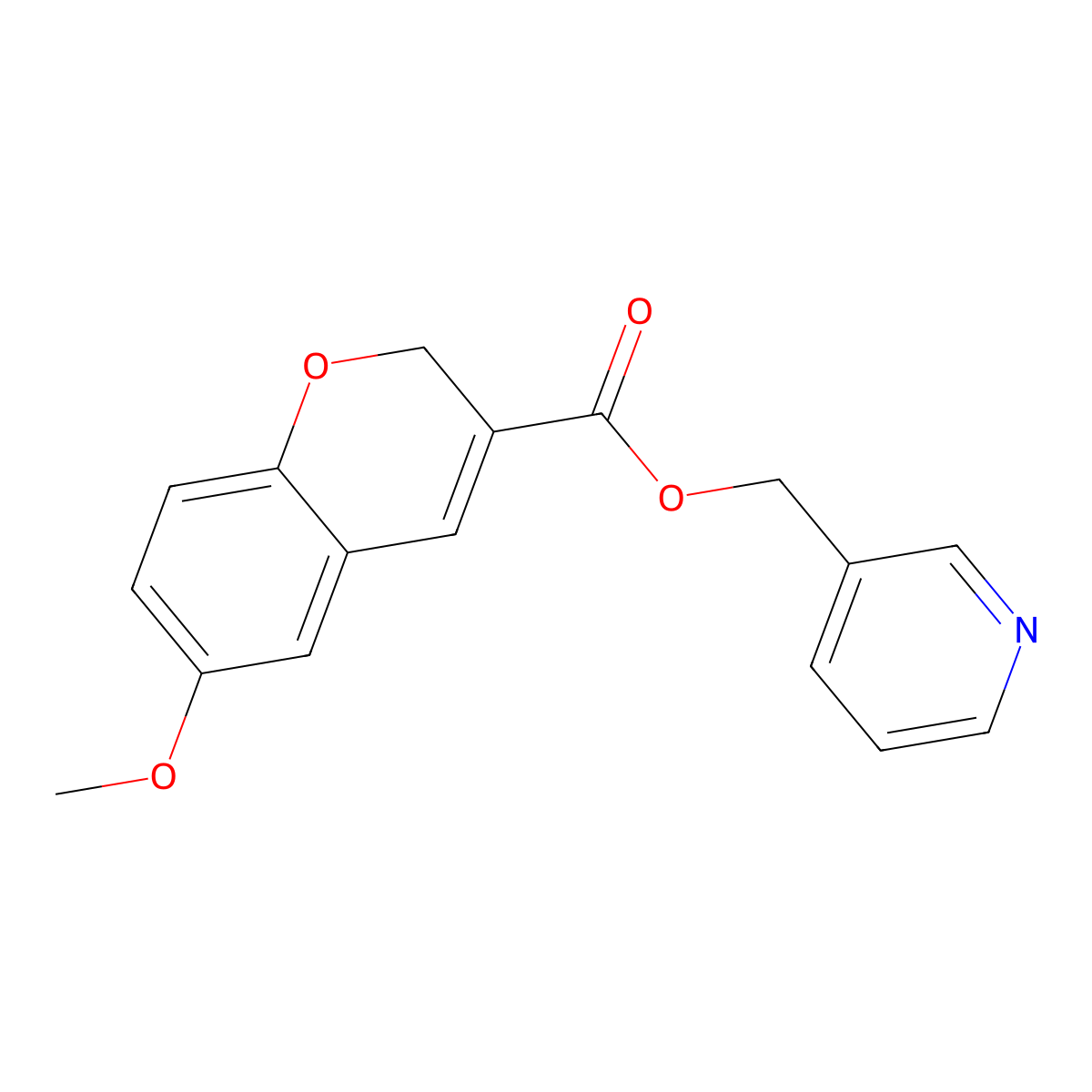 3-pyridinylmethyl 6-methoxy-2H-chromene-3-carboxylate molecular structure, CAS 338760-82-0