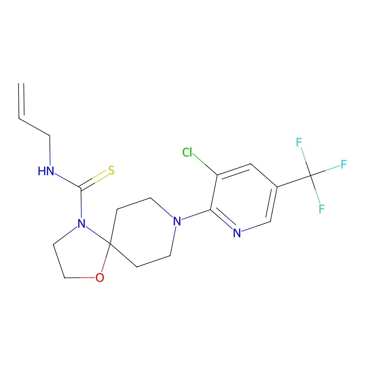 N-allyl-8-[3-chloro-5-(trifluoromethyl)-2-pyridinyl]-1-oxa-4,8-diazaspiro[4.5]decane-4-carbothioamide molecular structure, CAS 338761-20-9