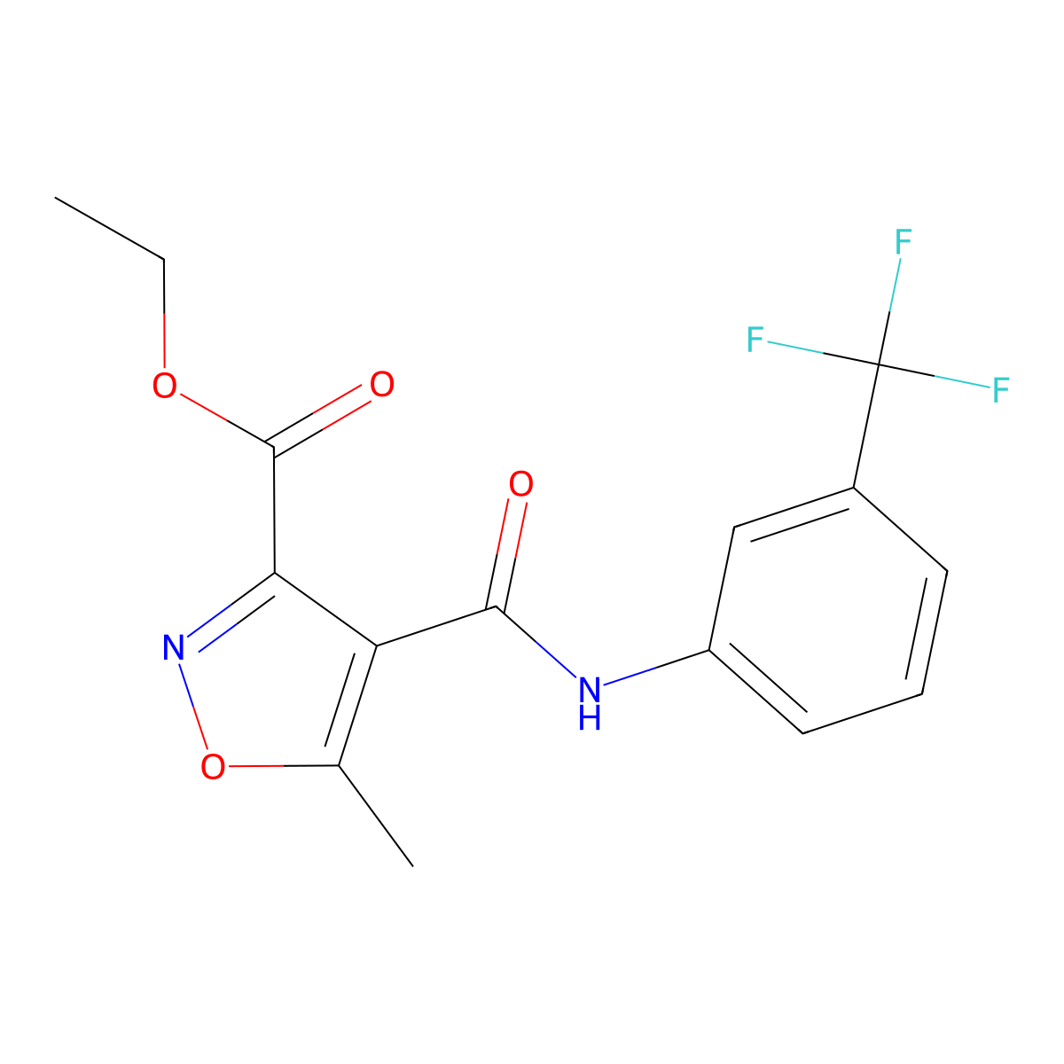 Ethyl 5-methyl-4-{[3-(trifluoromethyl)anilino]carbonyl}-3-isoxazolecarboxylate molecular structure, CAS 338761-34-5