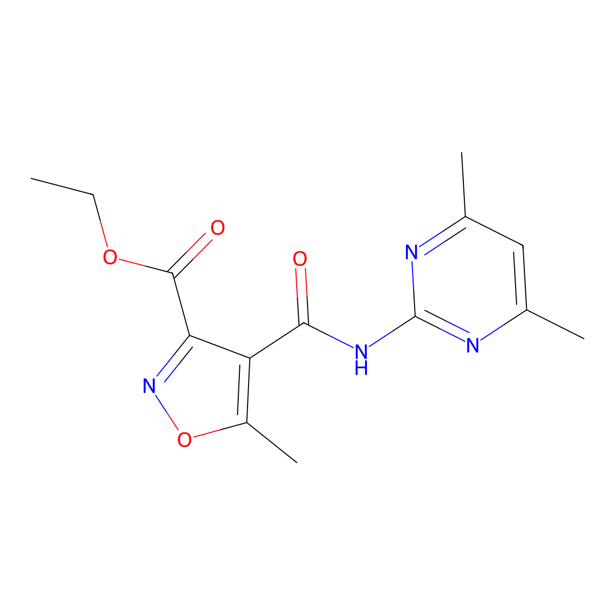 Ethyl 4-[(4,6-dimethylpyrimidin-2-yl)carbamoyl]-5-methyl-1,2-oxazole-3-carboxylate molecular structure, CAS 338761-56-1