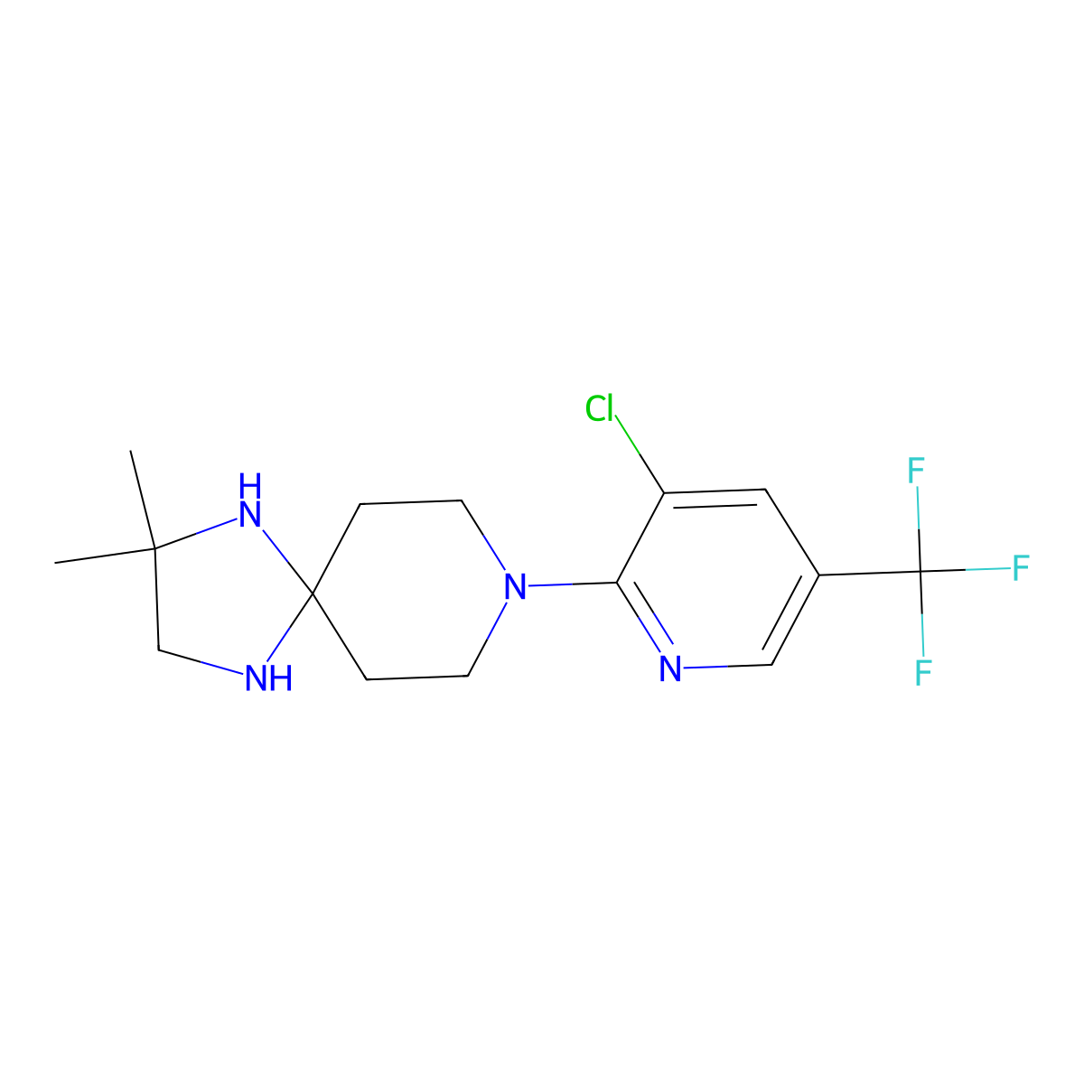 8-[3-Chloro-5-(trifluoromethyl)-2-pyridinyl]-2,2-dimethyl-1,4,8-triazaspiro[4.5]decane molecular structure, CAS 338761-58-3