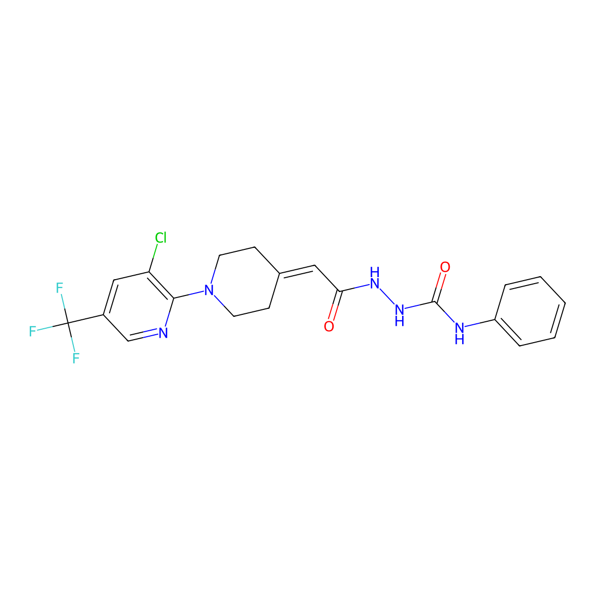 2-(2-{1-[3-chloro-5-(trifluoromethyl)-2-pyridinyl]-4-piperidinylidene}acetyl)-N-phenyl-1-hydrazinecarboxamide molecular structure, CAS 338761-64-1