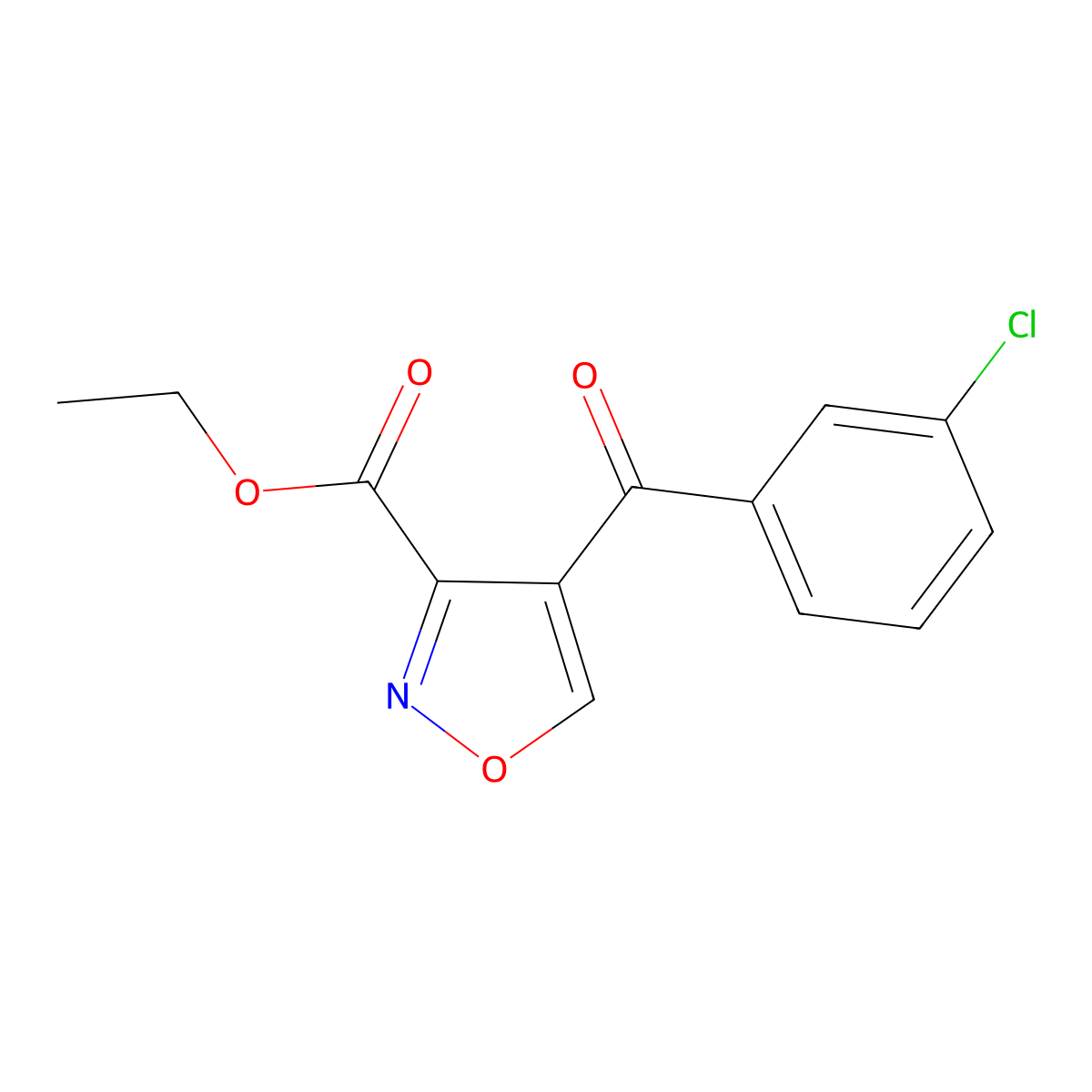 Ethyl 4-(3-chlorobenzoyl)-1,2-oxazole-3-carboxylate molecular structure, CAS 338761-68-5