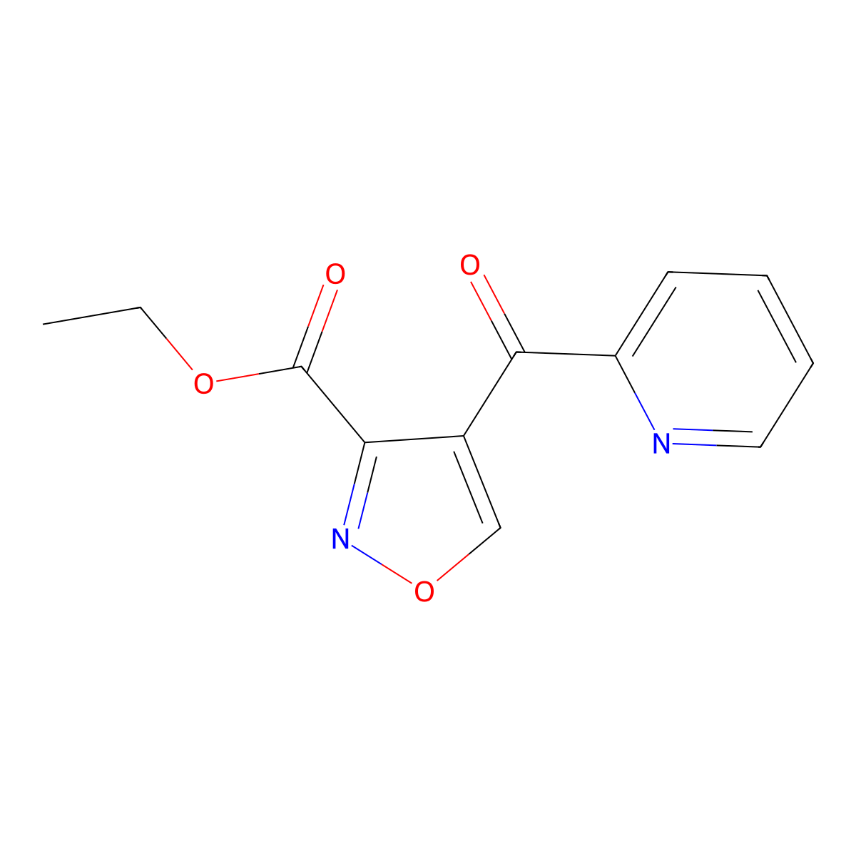 Ethyl 4-(2-pyridinylcarbonyl)-3-isoxazolecarboxylate molecular structure, CAS 338761-70-9