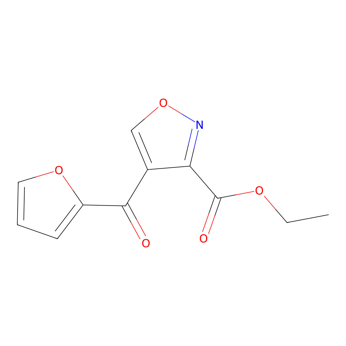 Ethyl 4-(furan-2-carbonyl)-1,2-oxazole-3-carboxylate molecular structure, CAS 338761-74-3