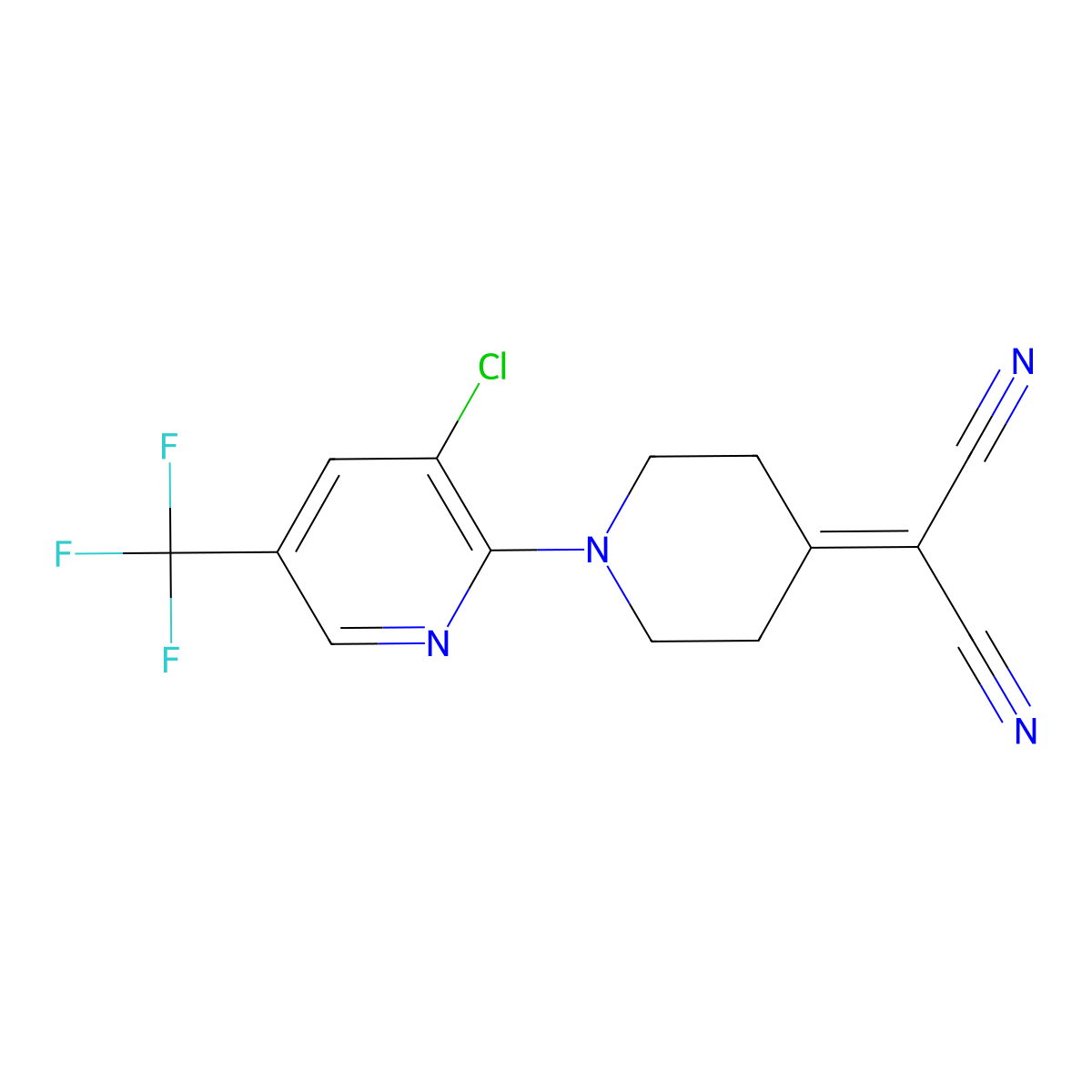 2-{1-[3-Chloro-5-(trifluoromethyl)-2-pyridinyl]-4-piperidinylidene}malononitrile molecular structure, CAS 338761-84-5