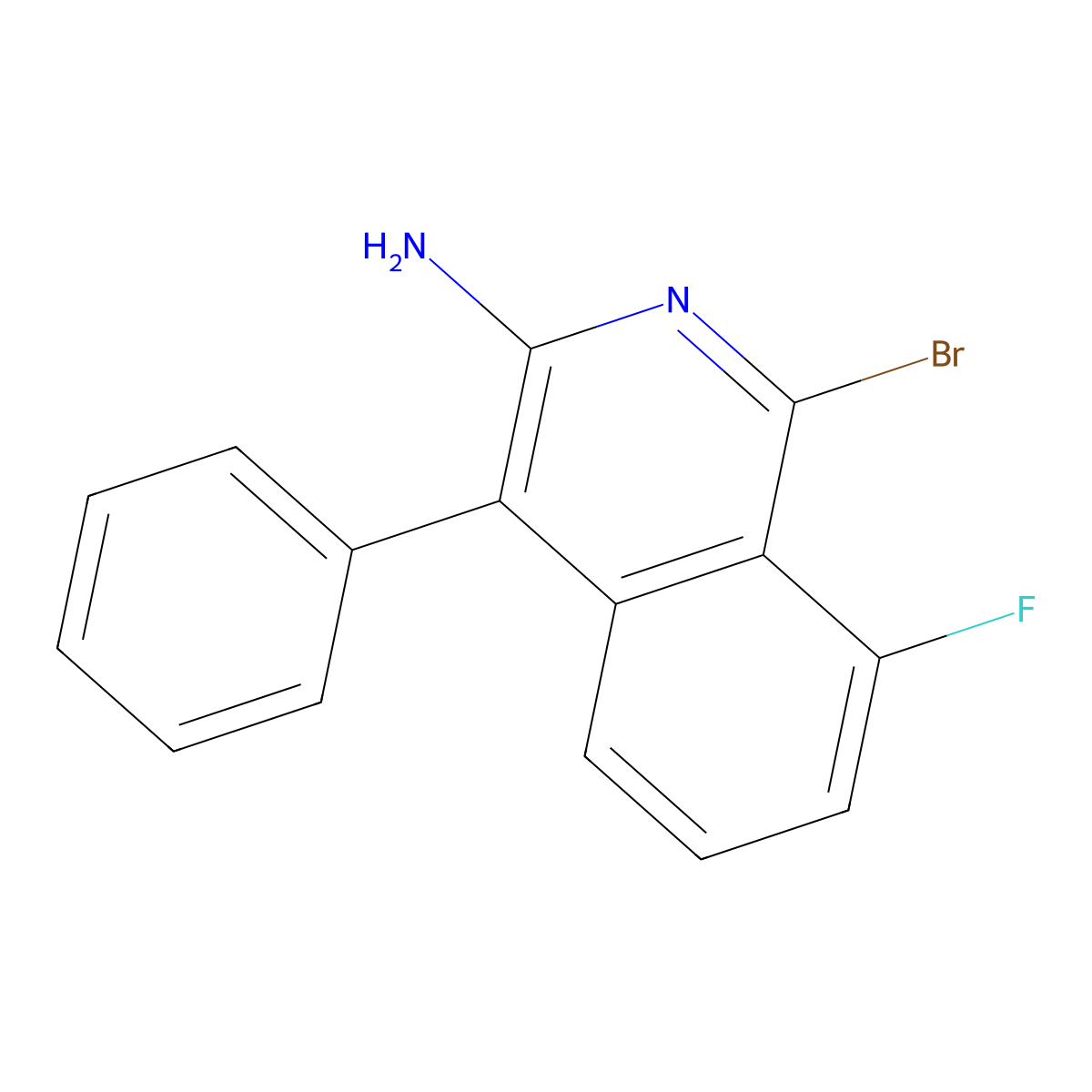 1-Bromo-8-fluoro-4-phenyl-3-isoquinolinamine molecular structure, CAS 338761-90-3