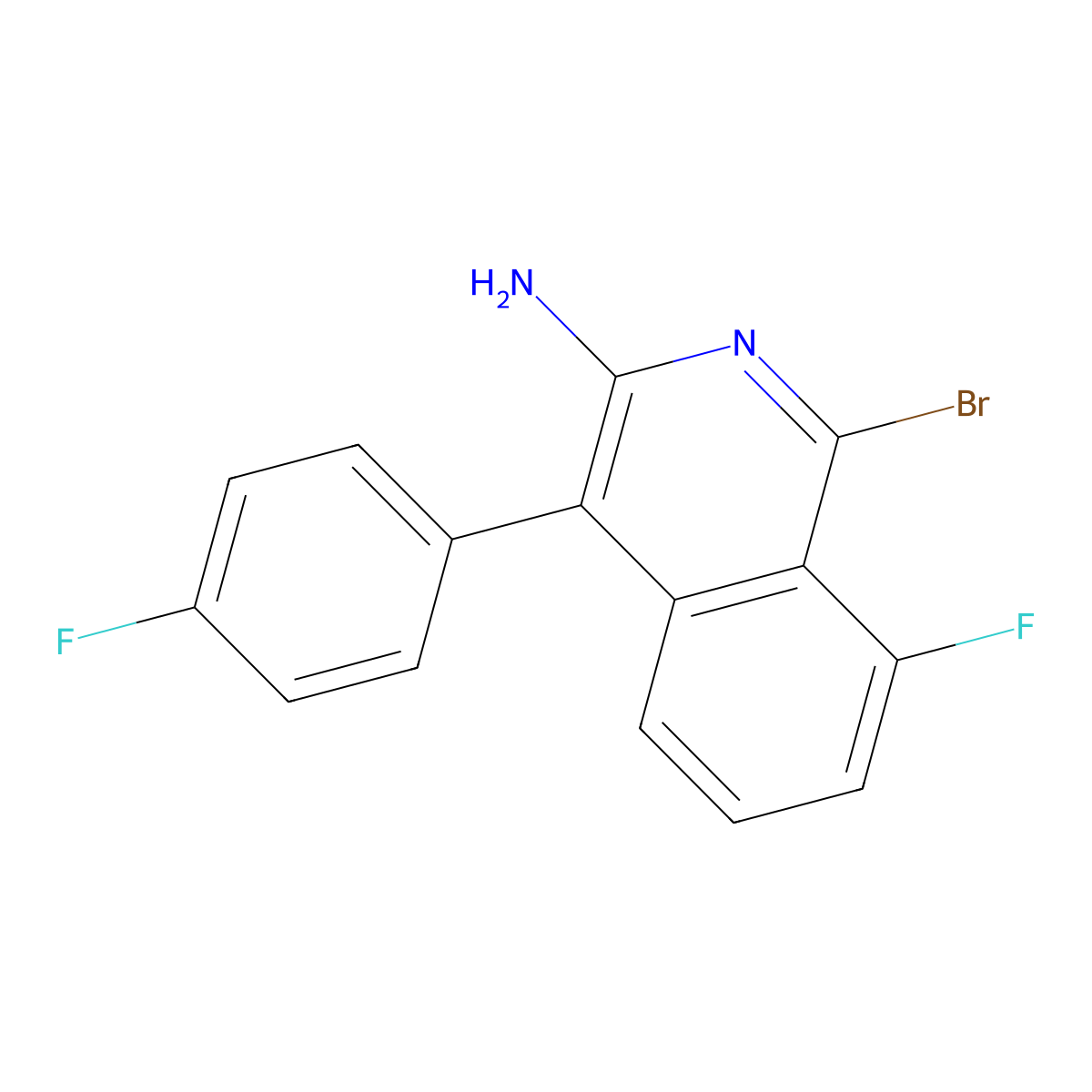 1-Bromo-8-fluoro-4-(4-fluorophenyl)-3-isoquinolinamine molecular structure, CAS 338761-92-5