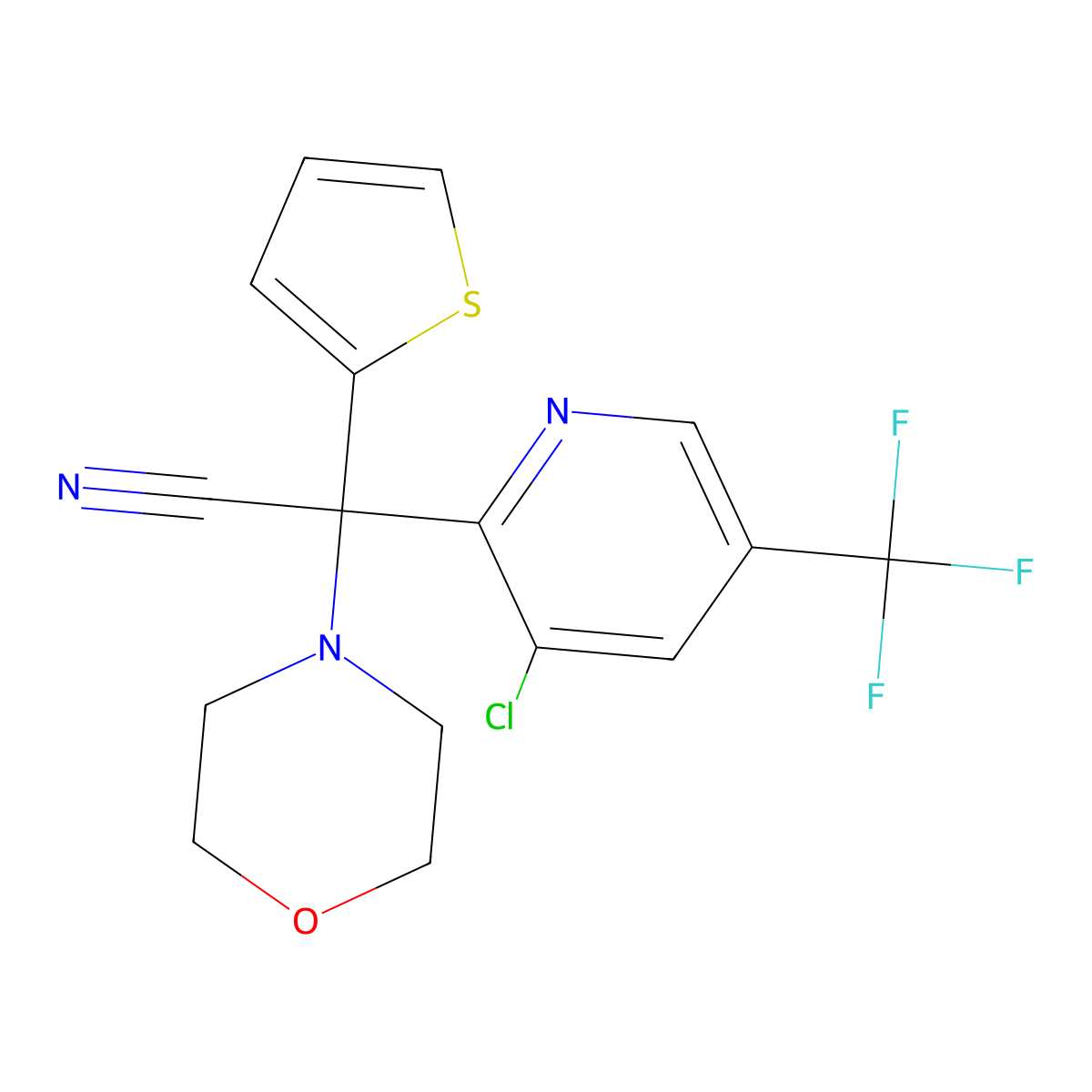 2-[3-Chloro-5-(trifluoromethyl)-2-pyridinyl]-2-morpholino-2-(2-thienyl)acetonitrile molecular structure, CAS 338762-06-4