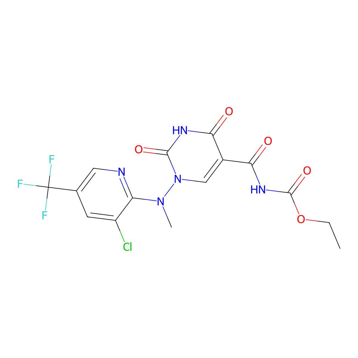 ethyl N-({1-[[3-chloro-5-(trifluoromethyl)-2-pyridinyl](methyl)amino]-2,4-dioxo-1,2,3,4-tetrahydro-5-pyrimidinyl}carbonyl)carbamate molecular structure, CAS 338770-26-6