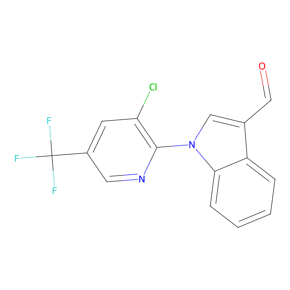1-[3-Chloro-5-(trifluoromethyl)-2-pyridinyl]-1H-indole-3-carbaldehyde molecular structure, CAS 338770-32-4