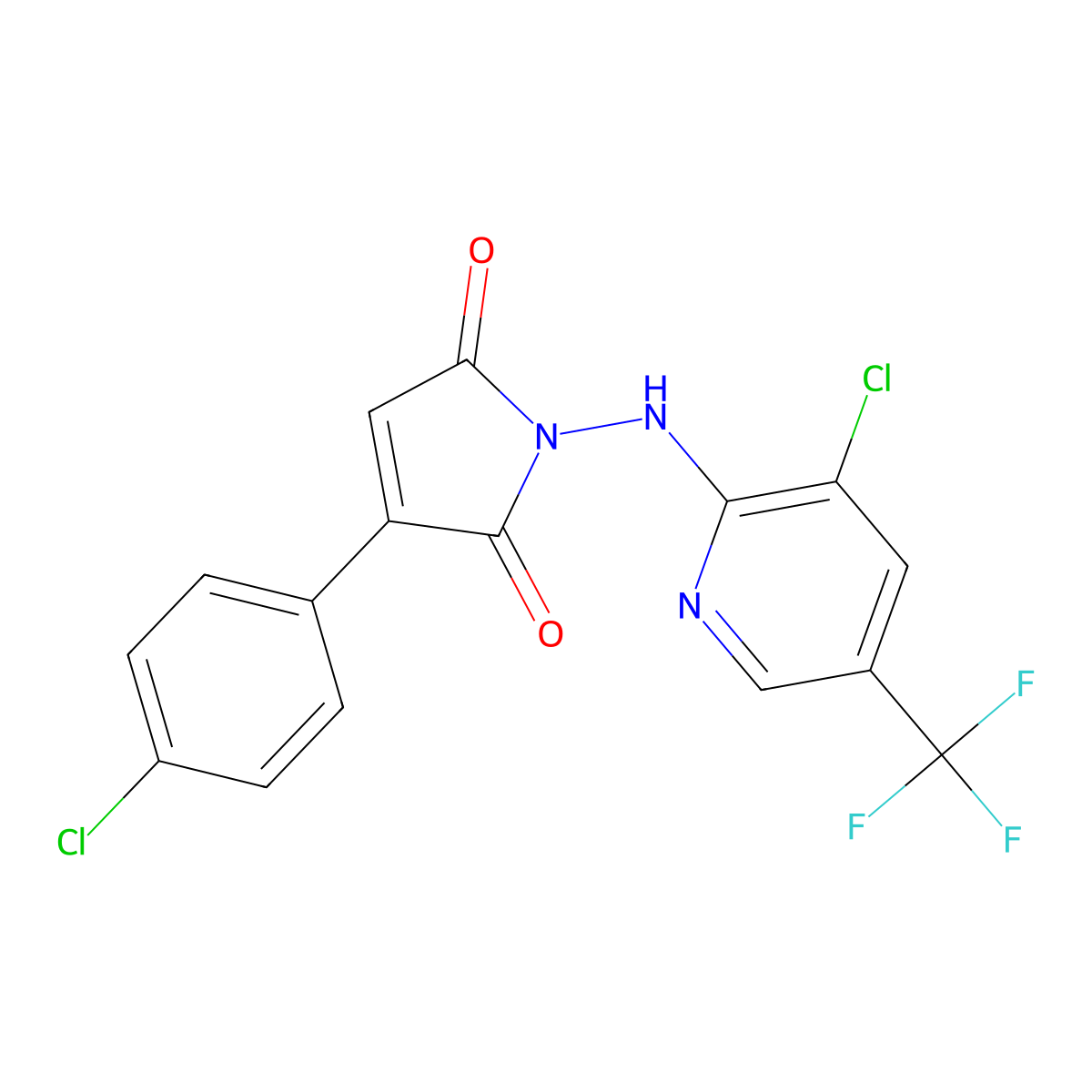 3-(4-chlorophenyl)-1-{[3-chloro-5-(trifluoromethyl)-2-pyridinyl]amino}-1H-pyrrole-2,5-dione molecular structure, CAS 338770-80-2