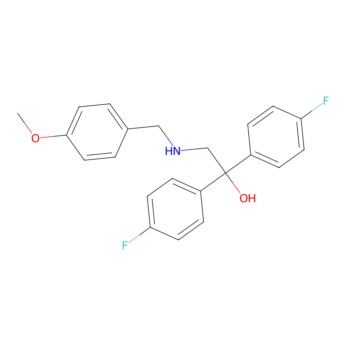 1,1-Bis(4-fluorophenyl)-2-[(4-methoxybenzyl)amino]-1-ethanol molecular structure, CAS 338771-00-9