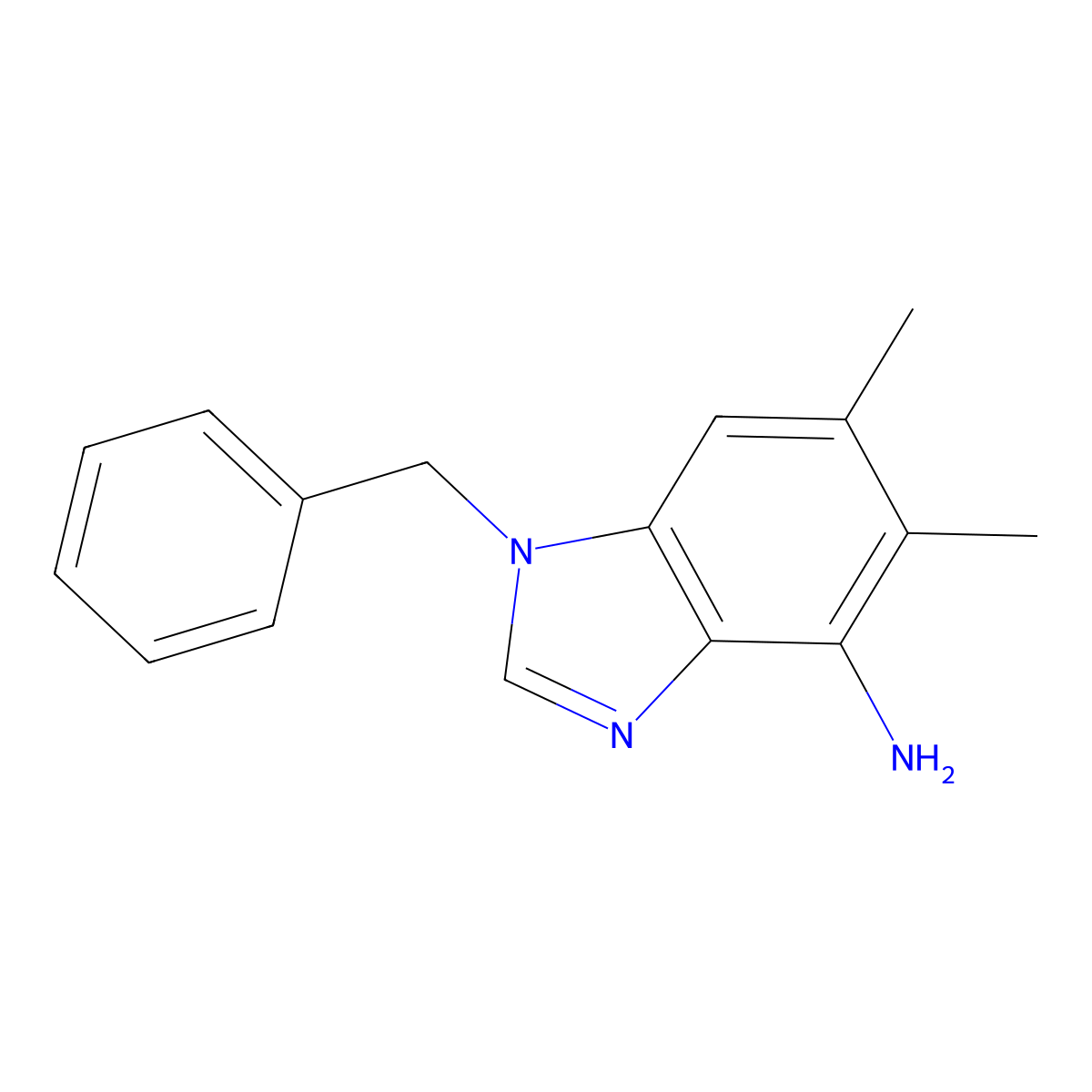 1-benzyl-5,6-dimethyl-1H-1,3-benzimidazol-4-ylamine molecular structure, CAS 338771-04-3