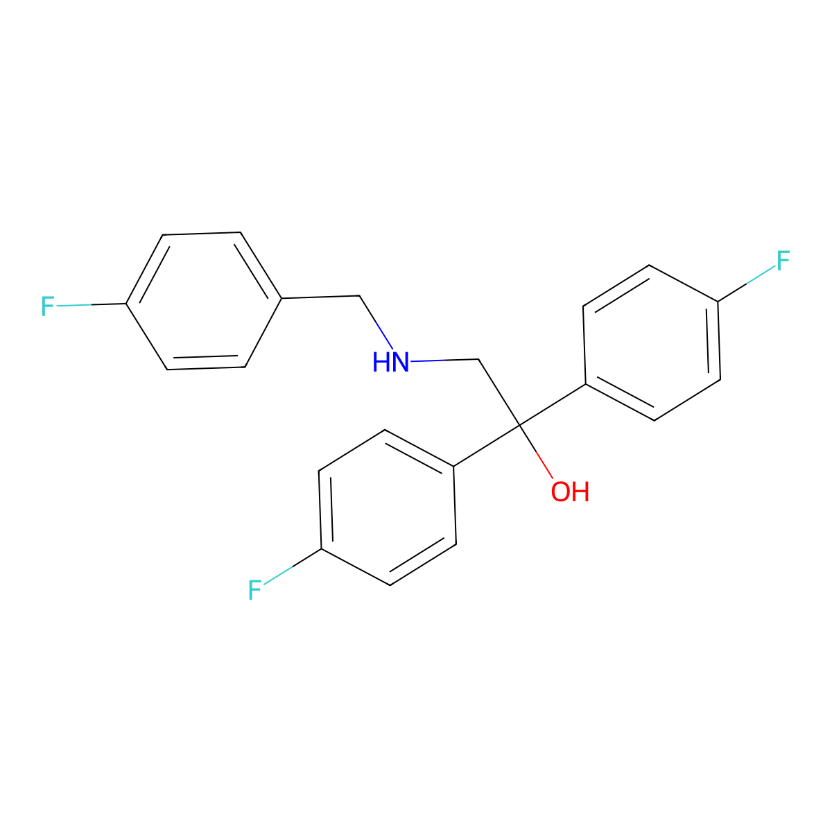 2-[(4-Fluorobenzyl)amino]-1,1-bis(4-fluorophenyl)-1-ethanol molecular structure, CAS 338771-08-7