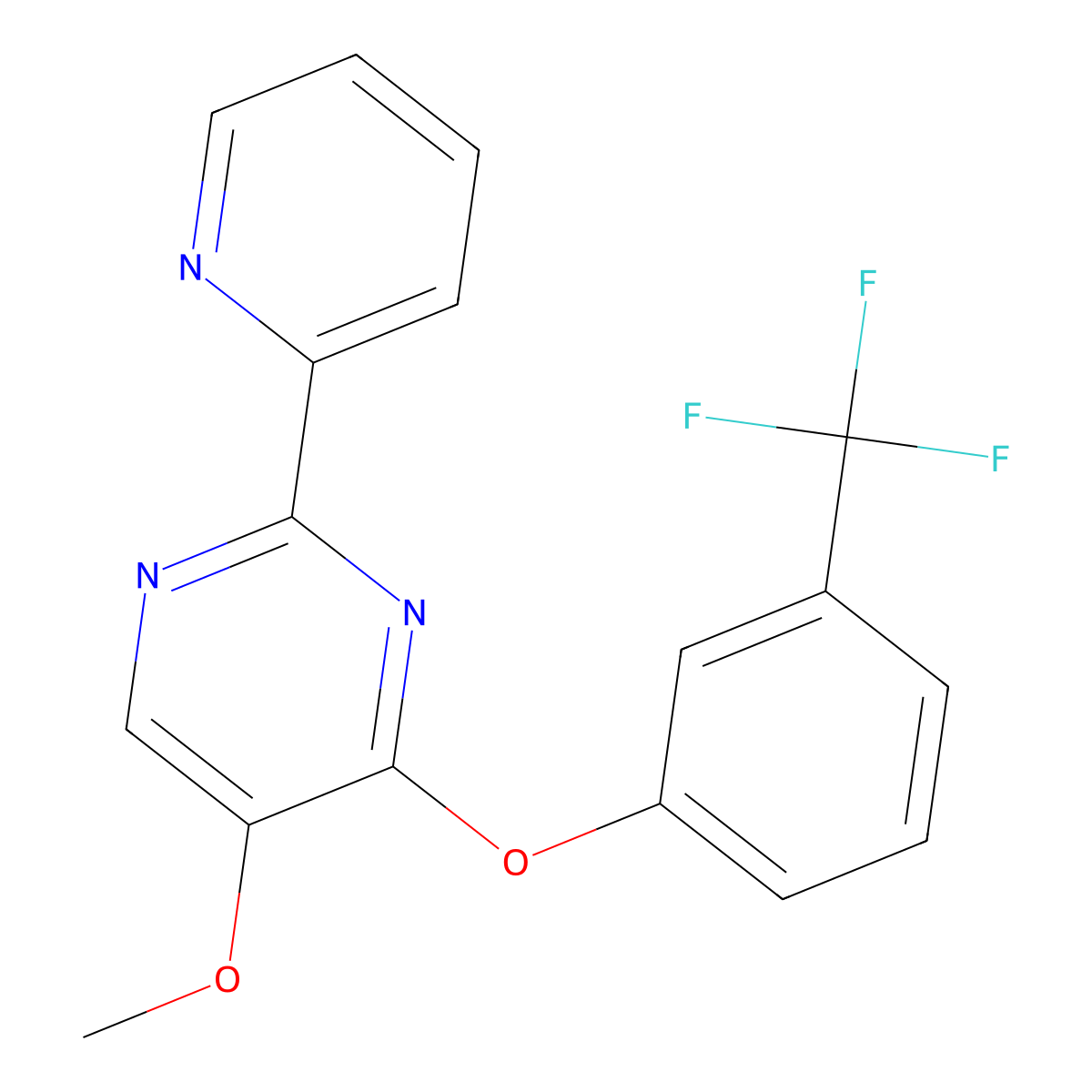 5-Methoxy-2-(2-pyridinyl)-4-pyrimidinyl 3-(trifluoromethyl)phenyl ether molecular structure, CAS 338771-15-6