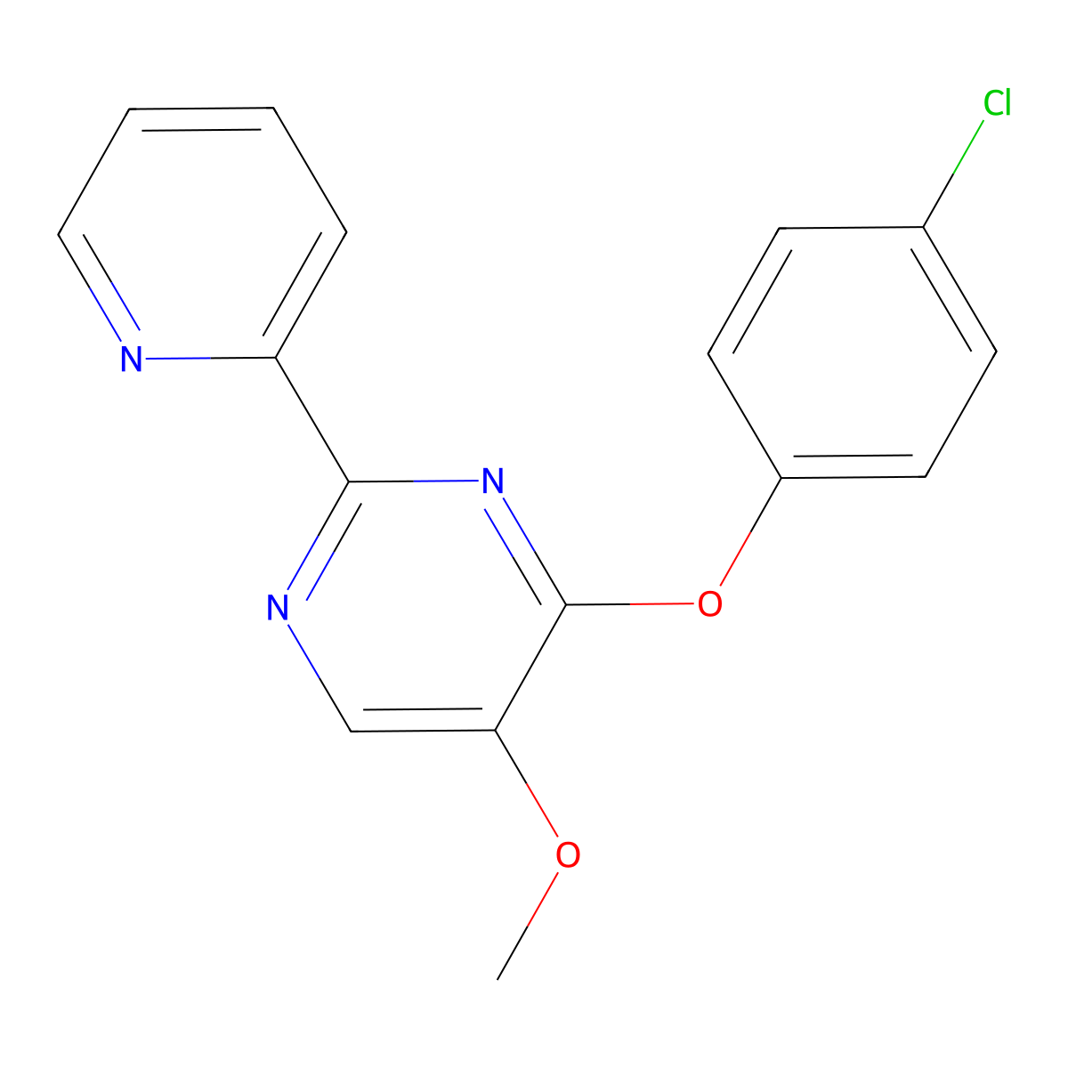 4-(4-Chlorophenoxy)-5-methoxy-2-(2-pyridinyl)pyrimidine molecular structure, CAS 338771-25-8