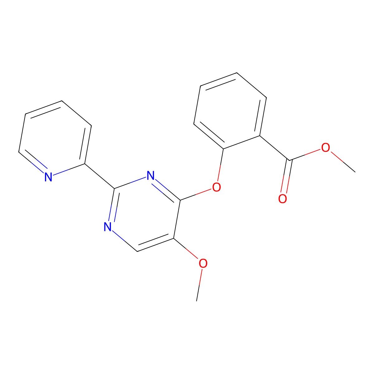 Methyl 2-{[5-methoxy-2-(2-pyridinyl)-4-pyrimidinyl]oxy}benzenecarboxylate molecular structure, CAS 338771-35-0