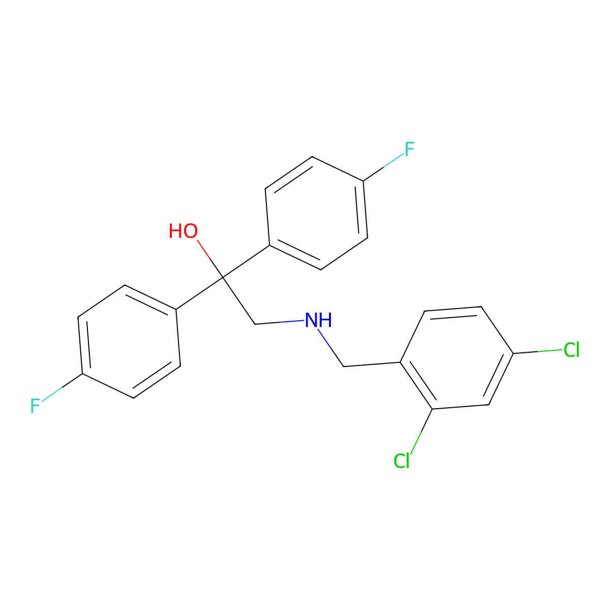 2-[(2,4-Dichlorophenyl)methylamino]-1,1-bis(4-fluorophenyl)ethanol molecular structure, CAS 338771-37-2