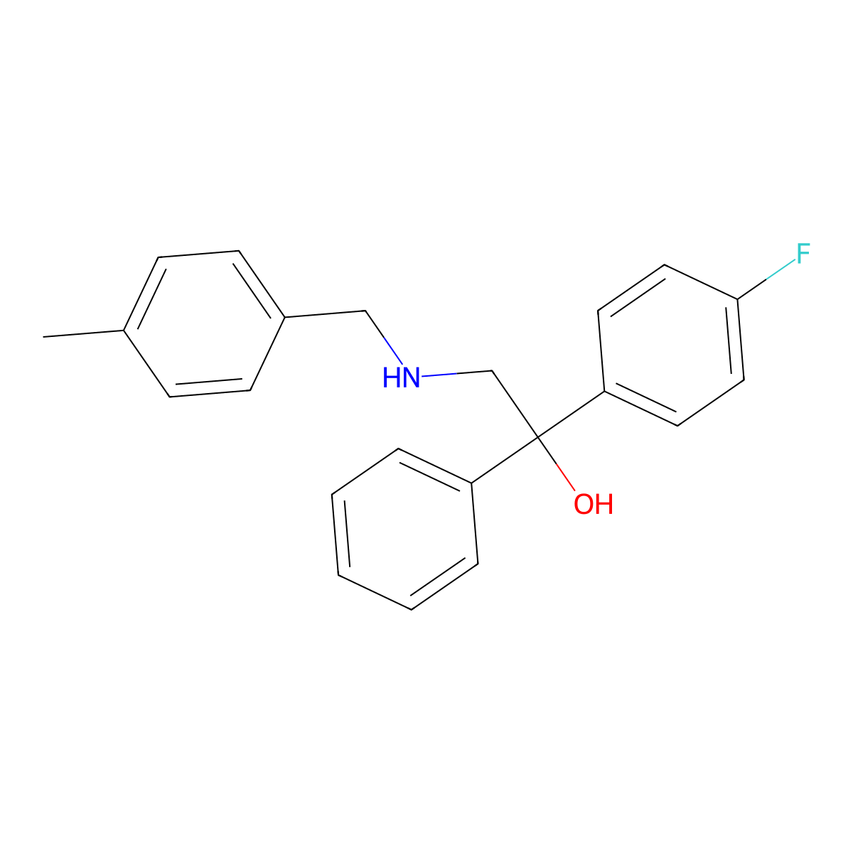 1-(4-Fluorophenyl)-2-[(4-methylbenzyl)amino]-1-phenyl-1-ethanol molecular structure, CAS 338771-45-2