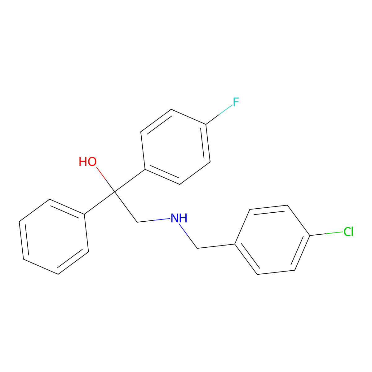 2-[(4-Chlorobenzyl)amino]-1-(4-fluorophenyl)-1-phenyl-1-ethanol molecular structure, CAS 338771-47-4