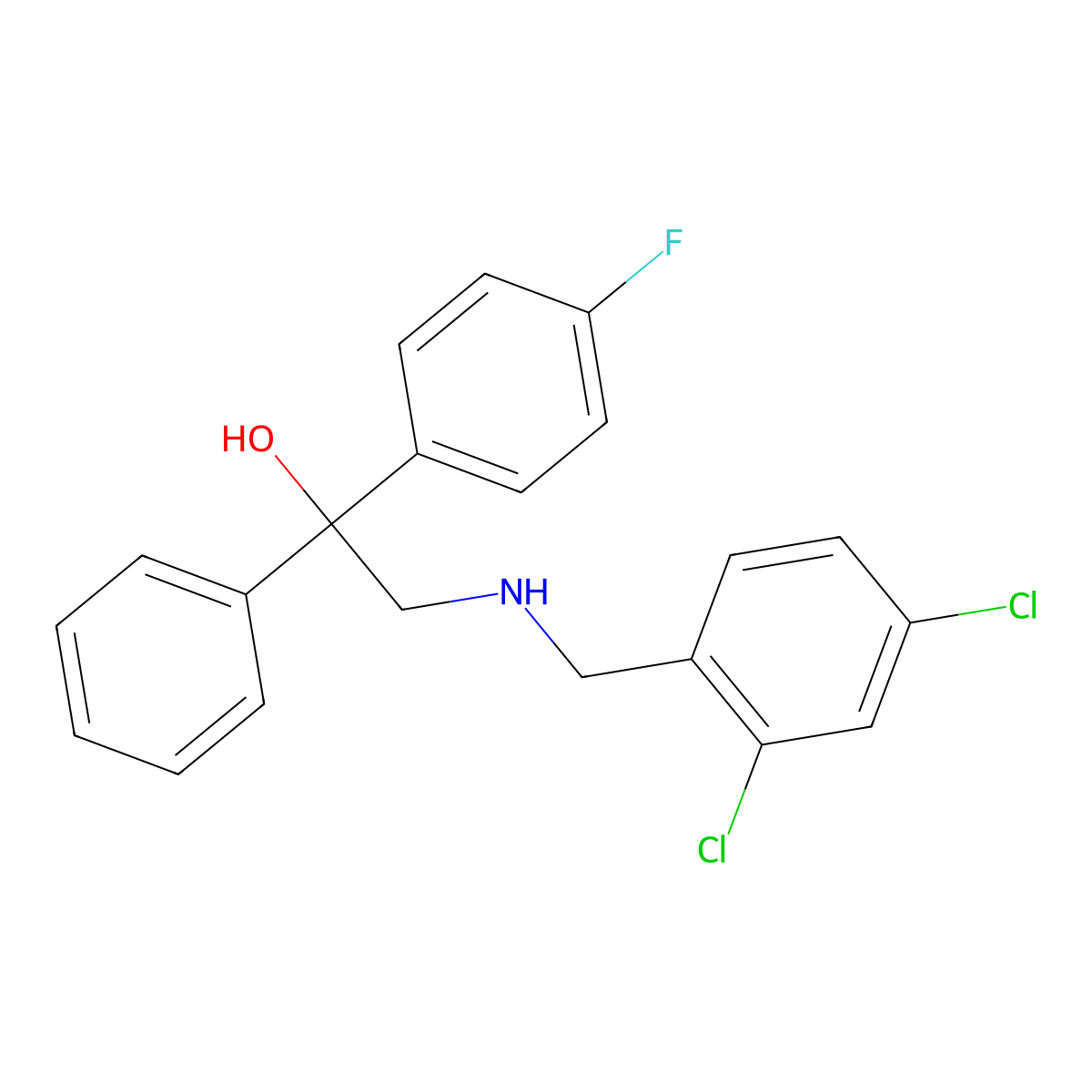 2-[(2,4-Dichlorobenzyl)amino]-1-(4-fluorophenyl)-1-phenyl-1-ethanol molecular structure, CAS 338771-51-0