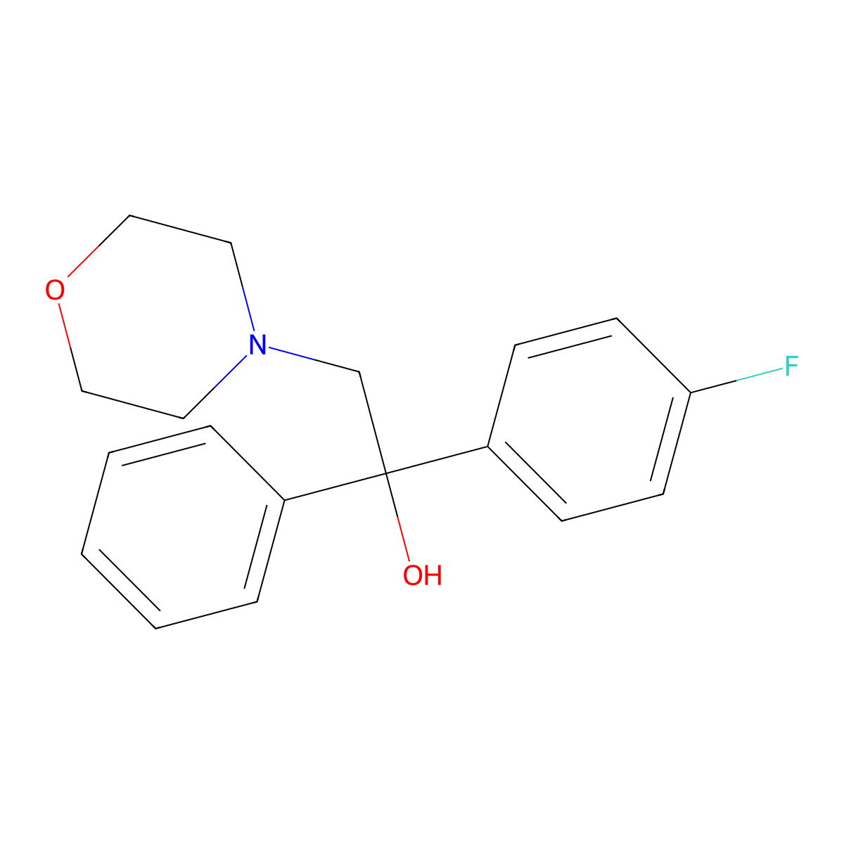 1-(4-Fluorophenyl)-2-morpholino-1-phenyl-1-ethanol molecular structure, CAS 338771-71-4