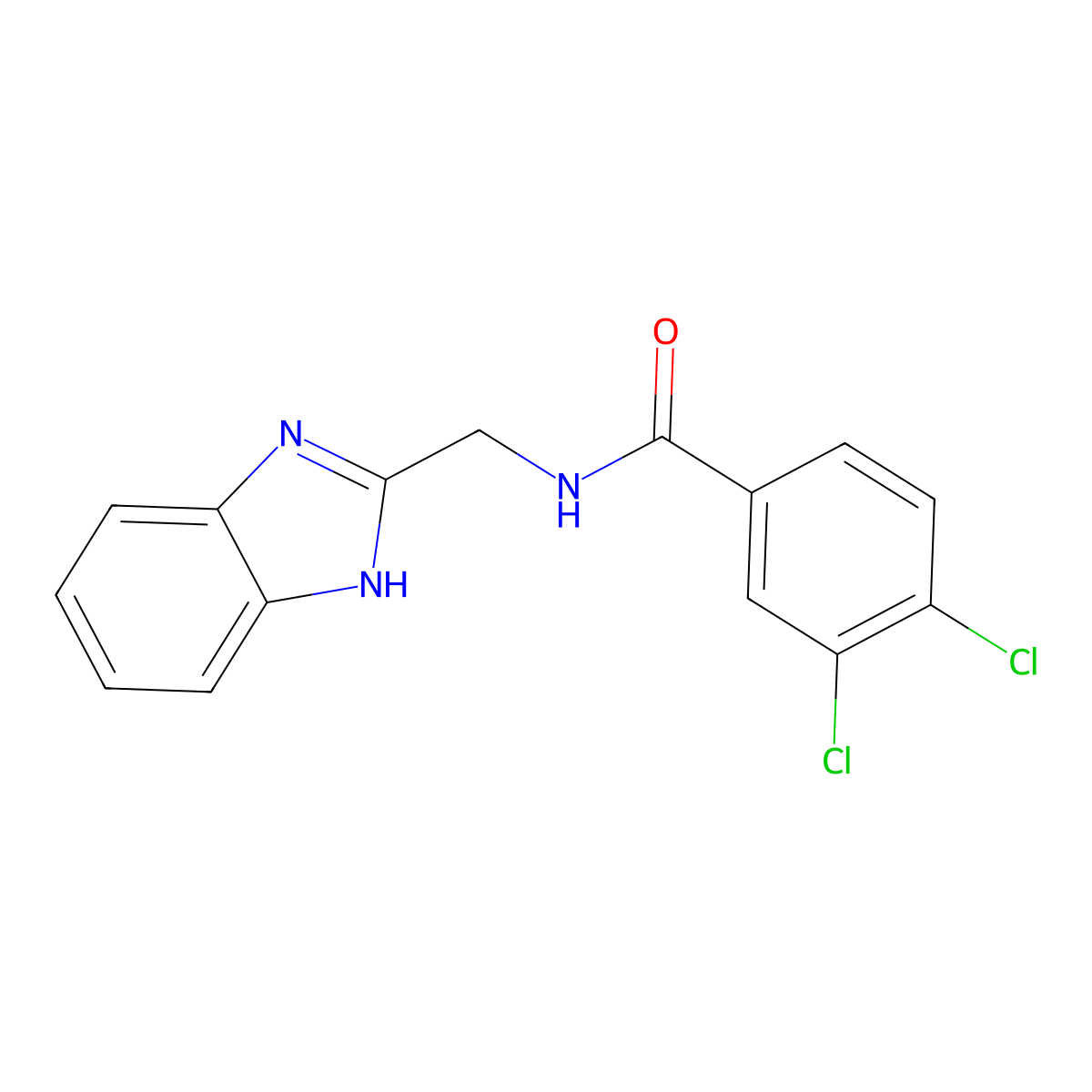 N-((1H-Benzimidazol-2-yl)methyl)-3,4-dichlorobenzenecarboxamide molecular structure, CAS 338771-75-8