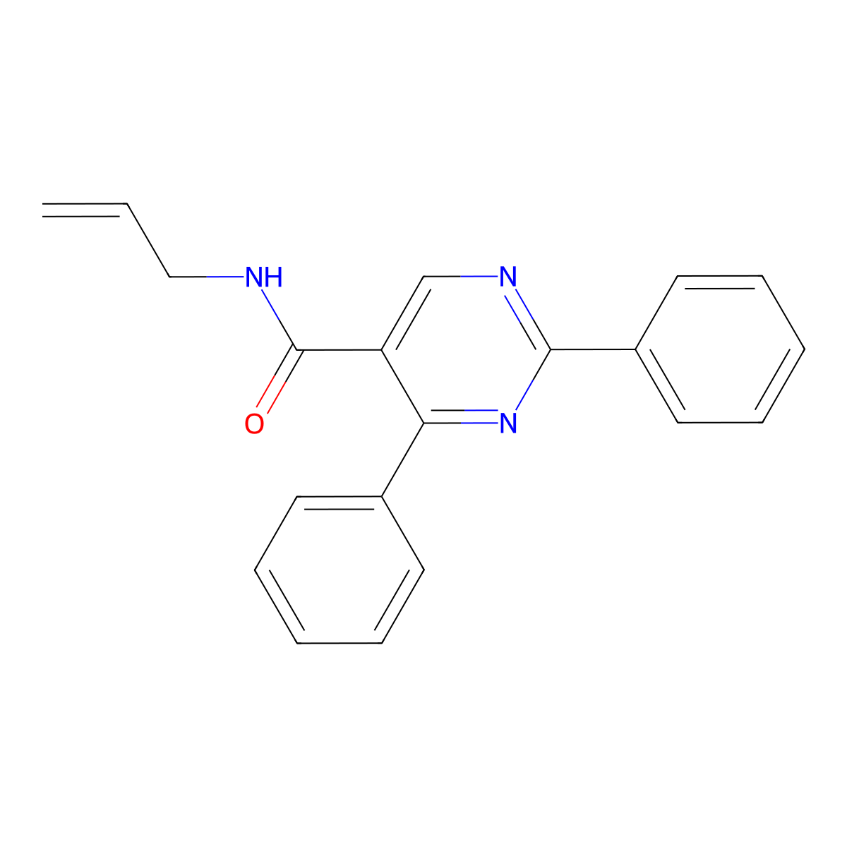 N-allyl-2,4-diphenyl-5-pyrimidinecarboxamide molecular structure, CAS 338771-89-4