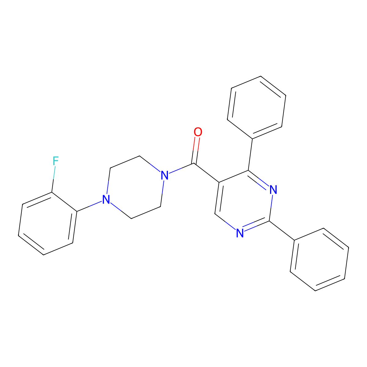 (2,4-Diphenyl-5-pyrimidinyl)[4-(2-fluorophenyl)piperazino]methanone molecular structure, CAS 338771-95-2