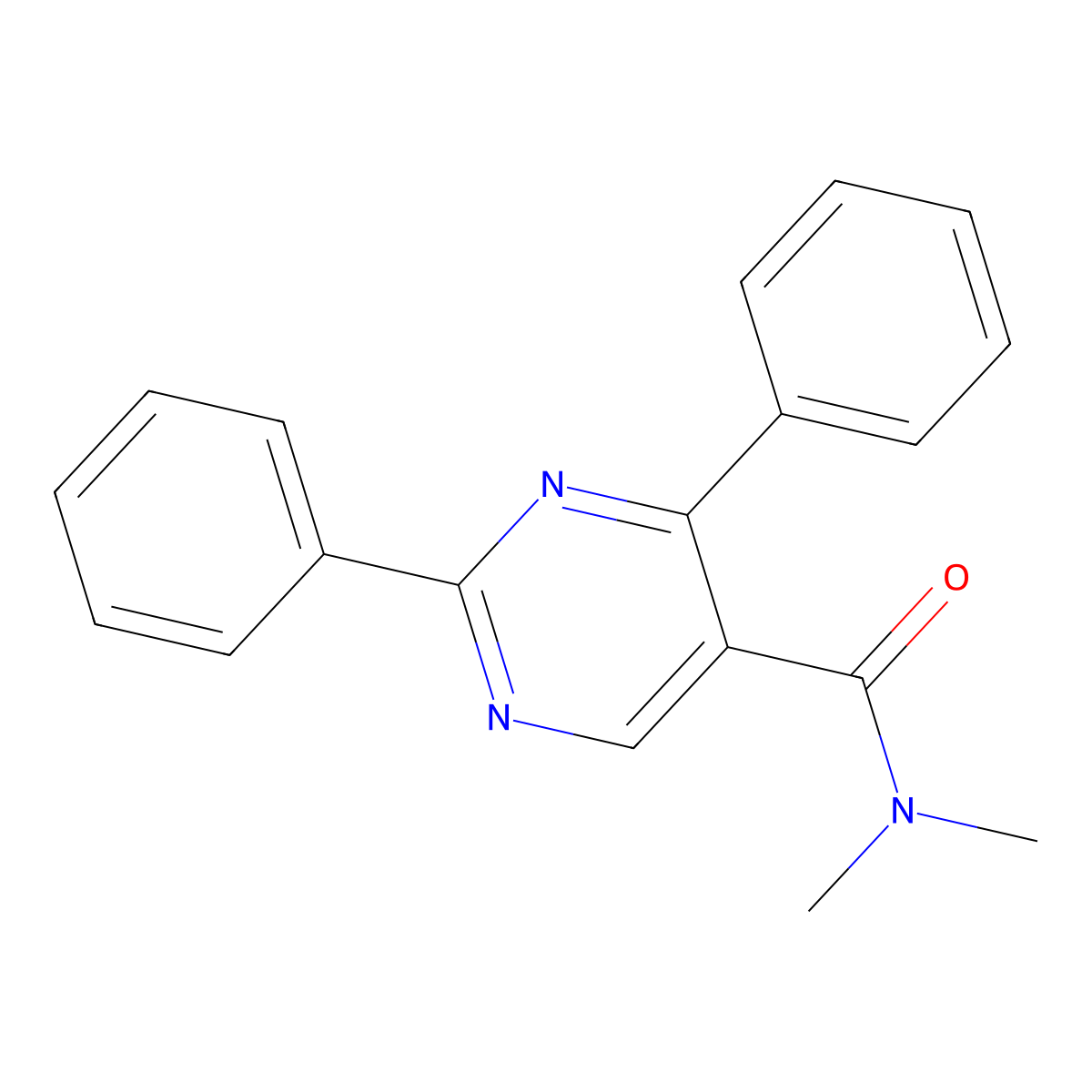 N,N-dimethyl-2,4-diphenylpyrimidine-5-carboxamide molecular structure, CAS 338771-99-6