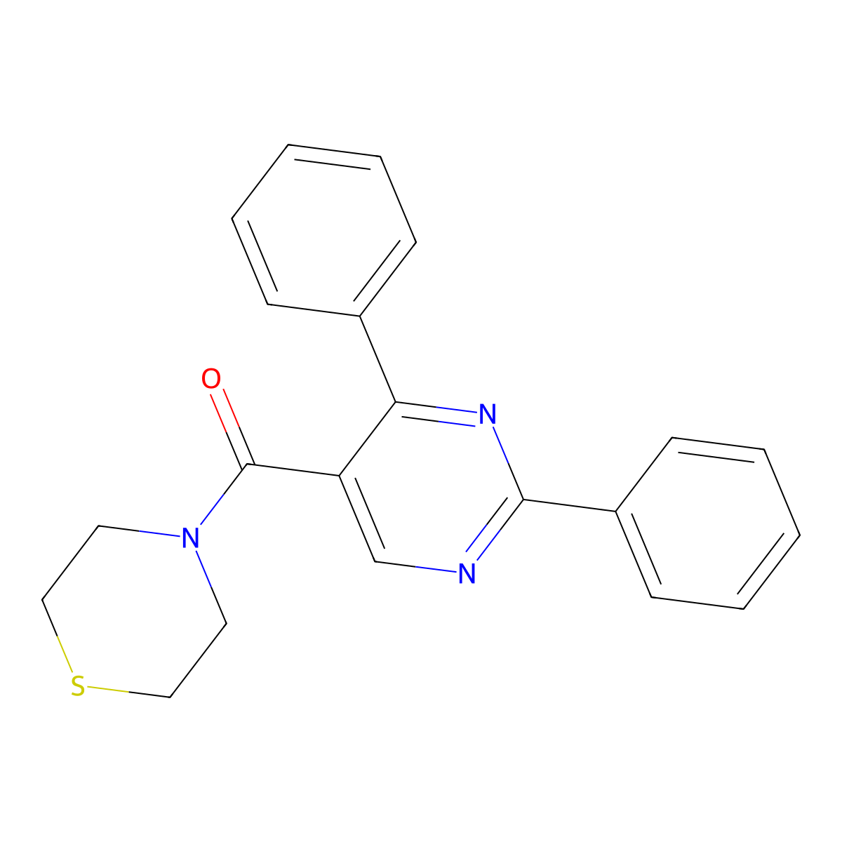 (2,4-Diphenyl-5-pyrimidinyl)(1,4-thiazinan-4-yl)methanone molecular structure, CAS 338772-01-3