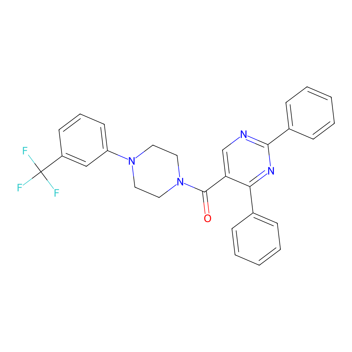 (2,4-Diphenyl-5-pyrimidinyl){4-[3-(trifluoromethyl)phenyl]piperazino}methanone molecular structure, CAS 338772-05-7