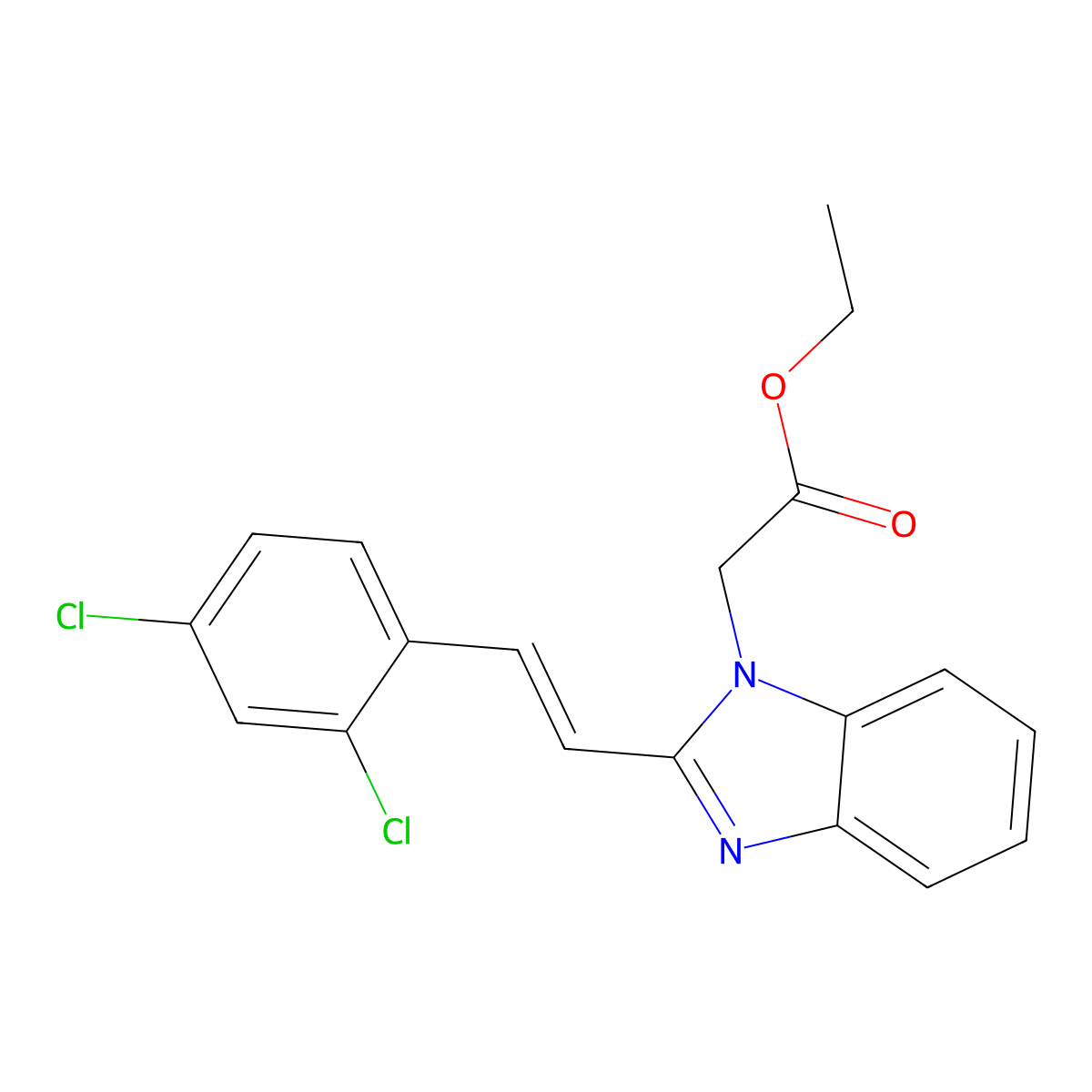 ethyl 2-[2-(2,4-dichlorostyryl)-1H-1,3-benzimidazol-1-yl]acetate molecular structure, CAS 338772-07-9